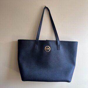 Michael Kors Black Leather Shoulder Tote Bag